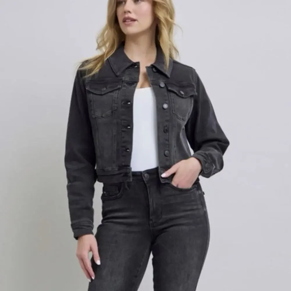 Judy Blue Black‎ Denim Cropped Jacket JB744 Size Small